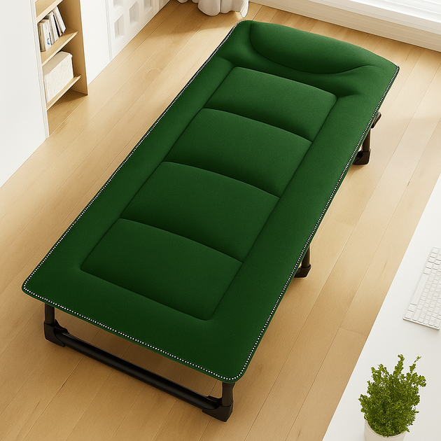 Розкладне ліжко з вбудованим матрацом LEOBRO Green 193х68х30 см, з регульованою спинкою, поліестер, зелене - зображення 2