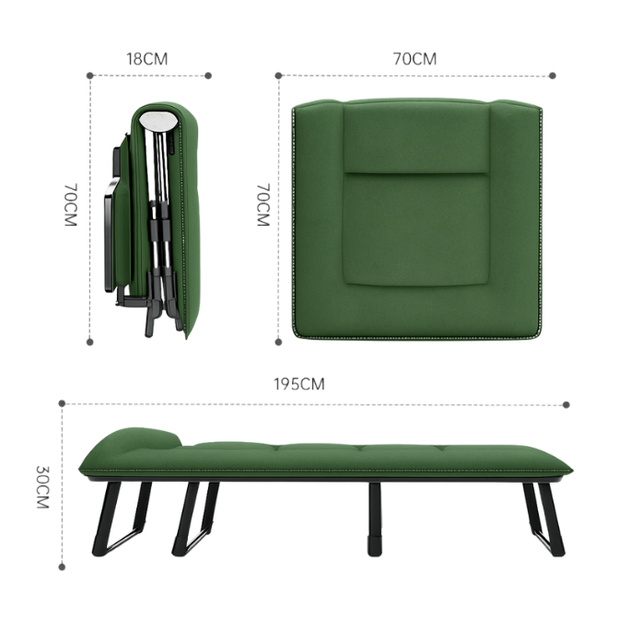 Розкладне ліжко з вбудованим матрацом LEOBRO Green 193х68х30 см, з регульованою спинкою, поліестер, зелене - зображення 5
