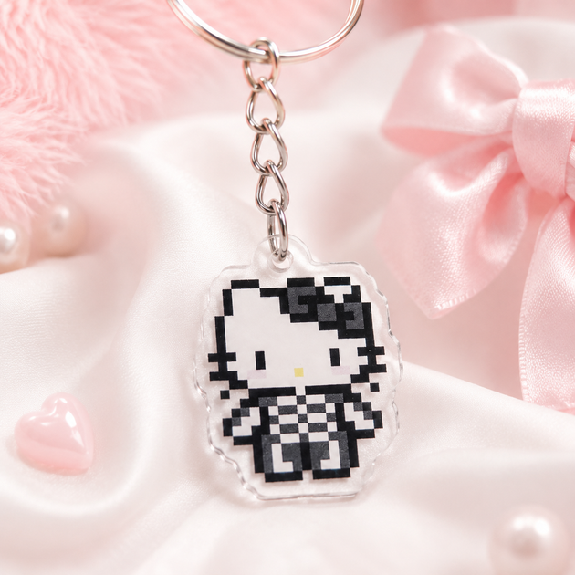Акриловий брелок Hello Kitty (Хеллоу Кітті) піксельний 3×2 см 012 - Фото 1 Акриловий брелок Hello Kitty (Хеллоу Кітті) піксельний 3×2 см 012 - зображення 1