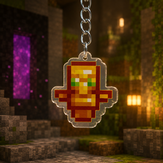 Акриловий брелок Minecraft Тотем безсмертя 3,5х3 см - Фото 5 Акриловий брелок Minecraft Тотем безсмертя 3,5х3 см - зображення 5
