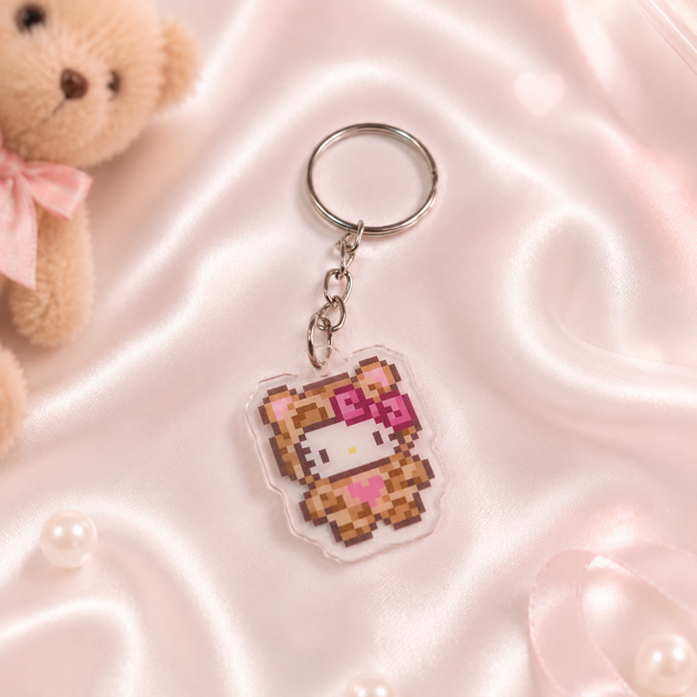 Акриловий брелок Hello Kitty (Хеллоу Кітті) піксельний 3×2 см 02 - зображення 3