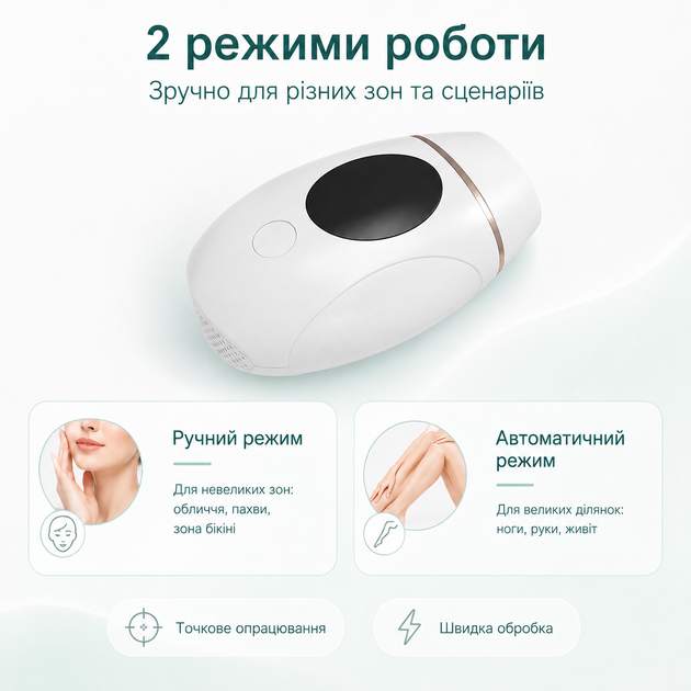 Эпилятор лазерный портативный Umate для безболезненного удаления волос 8 режимов Белый - Фото 2 Эпилятор лазерный портативный Umate для безболезненного удаления волос 8 режимов Белый - изображение 2