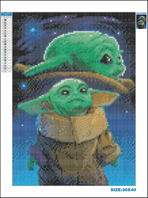 Алмазная мозаика Baby Yoda 30×40 см набор для творчества (XJ5142) - Фото 3 Алмазная мозаика Baby Yoda 30×40 см набор для творчества (XJ5142) - изображение 3