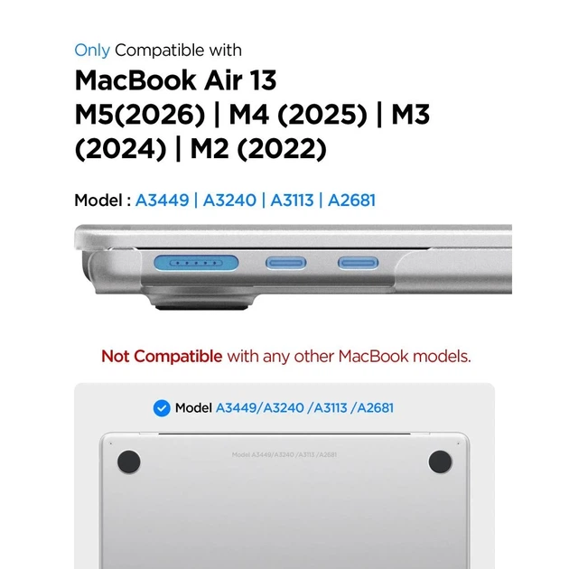 Etui Spigen AirSkin do MacBook Air 13 M2-M5 2023-2026 Clear (8800337246636) - obraz 6