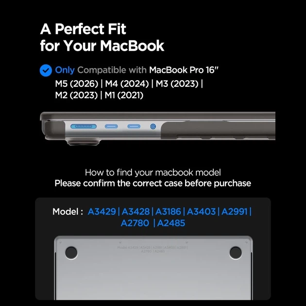 Etui Spigen AirSkin do MacBook Pro 16 Pro/M5 Pro Max 2021-2026 Black (8800337246605) - obraz 10