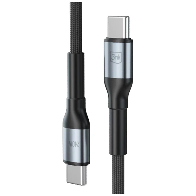 Кабель 3mk Hyper Cable N-Series USB-C to USB-C 1m 48V/5A 240W Black (5903108758659) - Фото 2 Кабель 3mk Hyper Cable N-Series USB-C to USB-C 1m 48V/5A 240W Black (5903108758659) - изображение 2