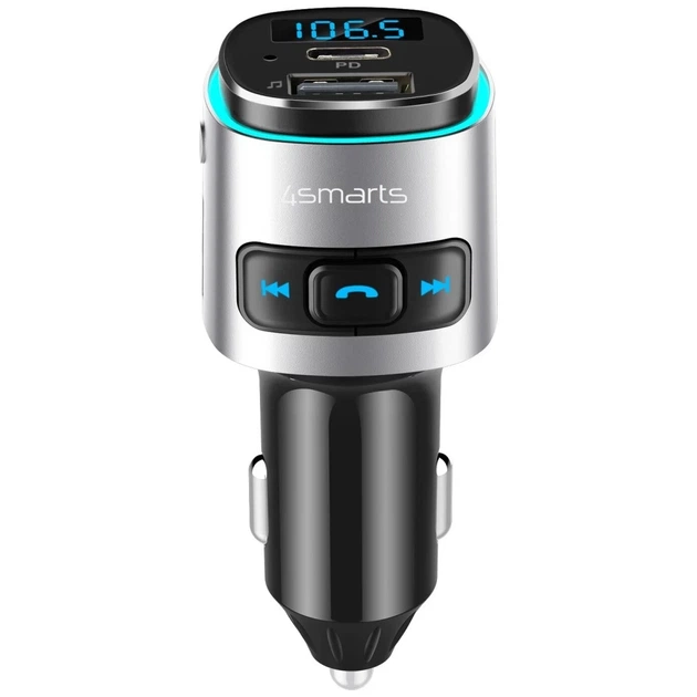 Ładowarka samochodowa z nadajnikiem FM Bluetooth 4smarts Media&Assist 2 Silver (4250774956669) - obraz 2