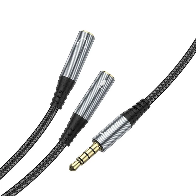 Кабель Hoco UPA21 AUX 2в1 Jack 3.5 mm (male) to 2x Jack 3.5 mm (female) 0.25 m Grey (6931474766809) - Фото 5 Кабель Hoco UPA21 AUX 2в1 Jack 3.5 mm (male) to 2x Jack 3.5 mm (female) 0.25 m Grey (6931474766809) - изображение 5