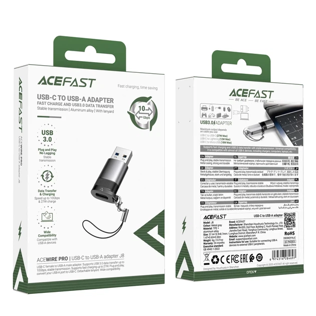 Адаптер Acefast J8 USB-C на USB-A Grey (6974316284697) - Фото 7 Адаптер Acefast J8 USB-C на USB-A Grey (6974316284697) - изображение 7