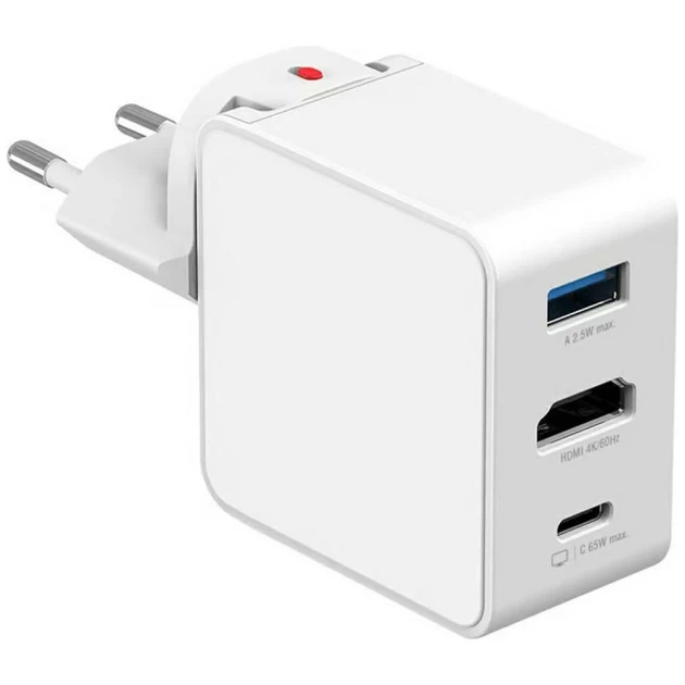 Дорожное зарядное устройство 4smarts Flex Adapter Hub 65W GaN USB-C/USB-A/HDMI White (541711) - Фото 3 Дорожное зарядное устройство 4smarts Flex Adapter Hub 65W GaN USB-C/USB-A/HDMI White (541711) - изображение 3