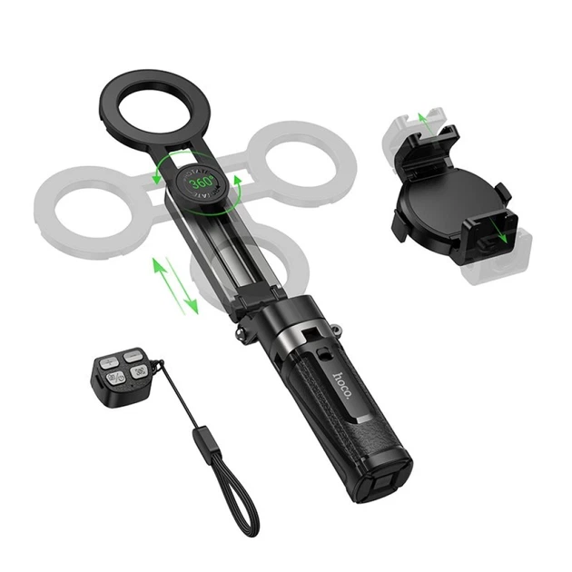 Штатив Hoco K27 Pro с магнитным и универсальным креплением с беспроводным пультом Black (6942007668743) - Фото 5 Штатив Hoco K27 Pro с магнитным и универсальным креплением с беспроводным пультом Black (6942007668743) - изображение 5