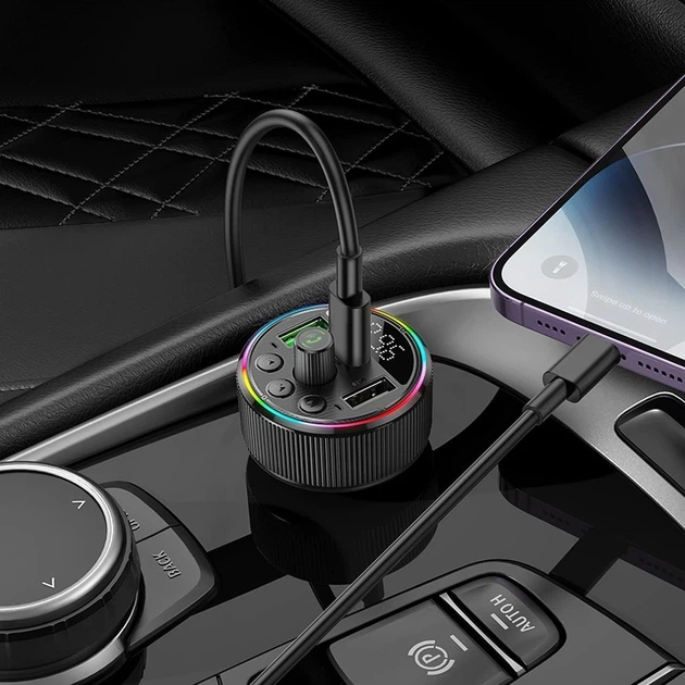 FM-трансмиттер Hoco E82 Bluetooth 2xUSB-A + USB-C QC3.0 PD 30W Black (6942007620642) - изображение 7