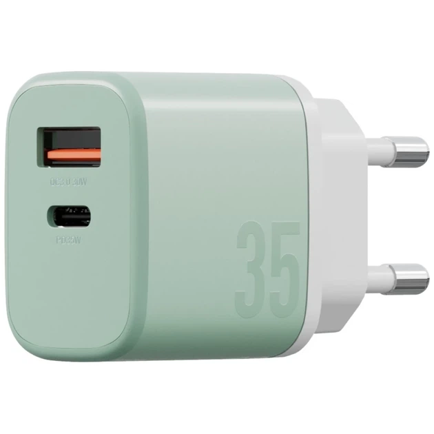 Ładowarka Energea Bazic GoPort Velox Kit USB-C/USB-A GaN 35W z kablem Green (8885020102567) - obraz 4