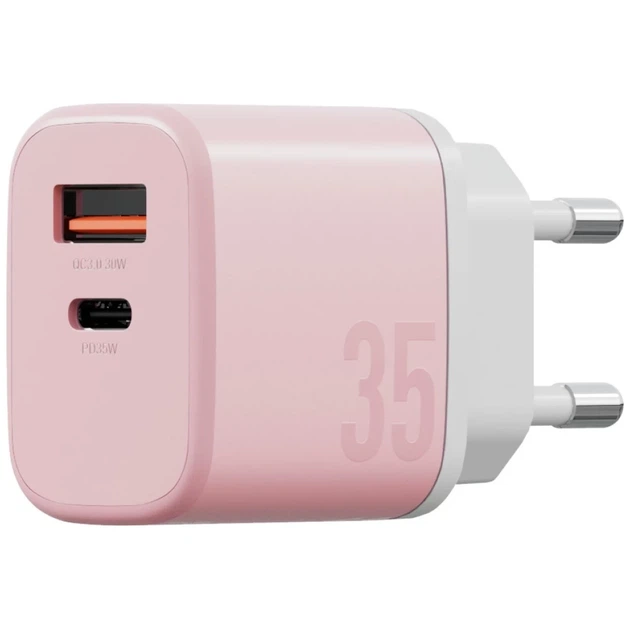 Ładowarka sieciowa Energea Bazic GoPort Velox Kit USB-C/USB-A GaN 35W z kablem Pink (8885020102574) - obraz 4