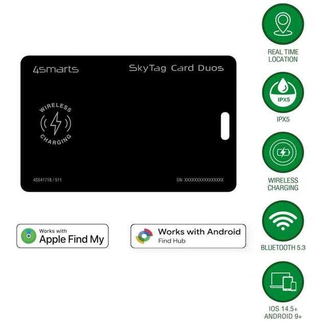 Локалізатор 4smarts SkyTag Card Duos ReCharge Black (541718) - зображення 3