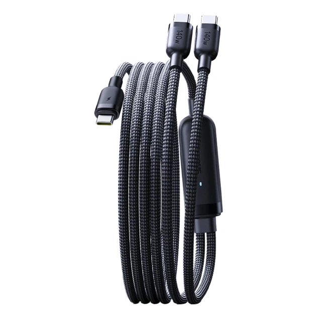 Кабель Baseus Flash 4 140W 2в1 USB-C до USB-C + USB-C 1.5 м Black (6942521200658) - Фото 2 Кабель Baseus Flash 4 140W 2в1 USB-C до USB-C + USB-C 1.5 м Black (6942521200658) - зображення 2
