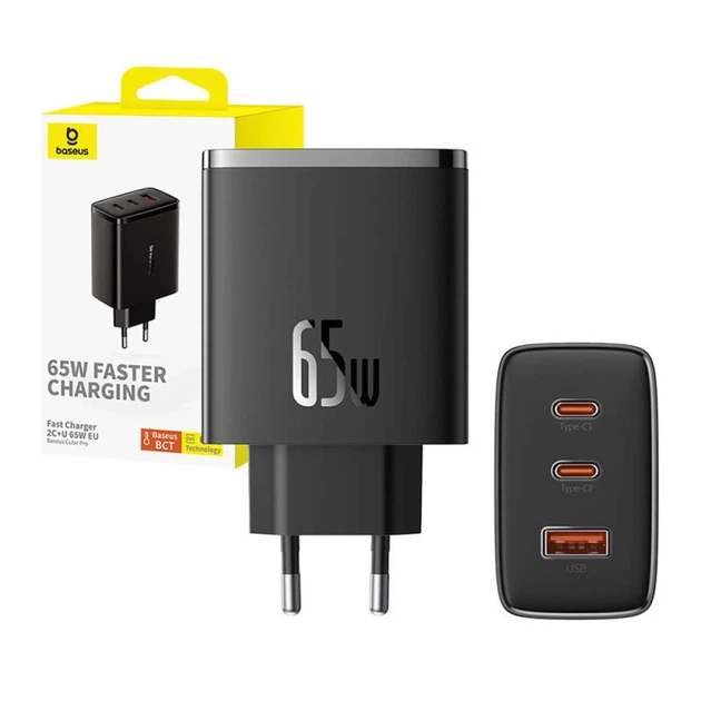 Мережевий зарядний пристрій Baseus Cube Pro 65W 2xUSB-C | USB-A Black (P10152301113-00) - зображення 7