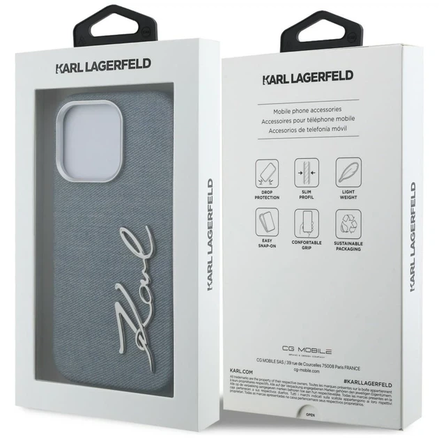 Чехол Karl Lagerfeld FW Jeans Signature Logo для iPhone 16 Pro Max Blue (KLHCP16XPJFMSVB) - изображение 8