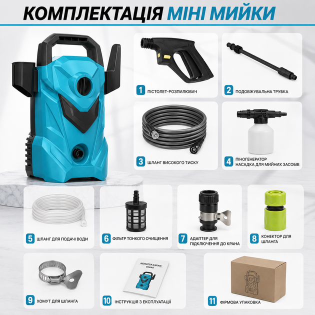 Мини мойка высокого давления 2000 Вт с держателем шланга, портативная автомойка 135 бар аппарат для мойки автомобиля, фасада и двора Минимойка - Фото 4 Мини мойка высокого давления 2000 Вт с держателем шланга, портативная автомойка 135 бар аппарат для мойки автомобиля, фасада и двора Минимойка - изображение 4