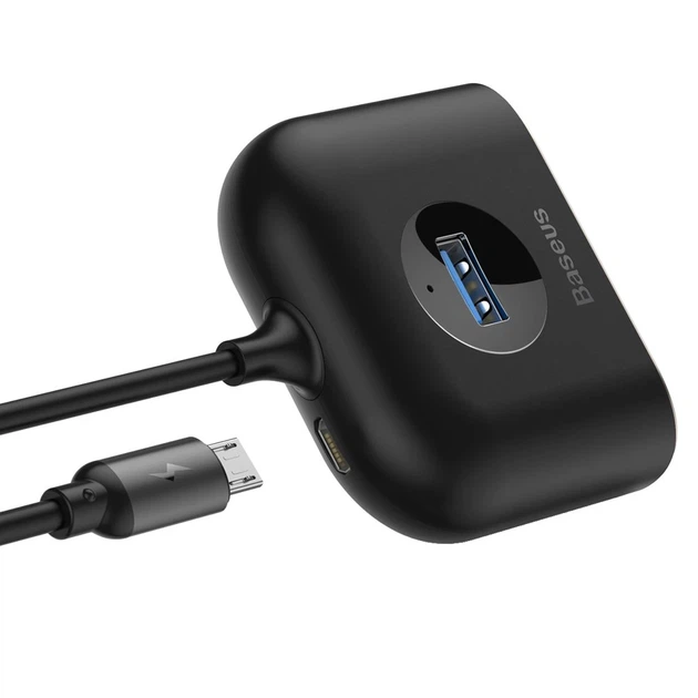 USB-хаб Baseus Square round 4-in-1 USB-C to x4USB-A 1m Black (CAHUB-AY01) - изображение 5