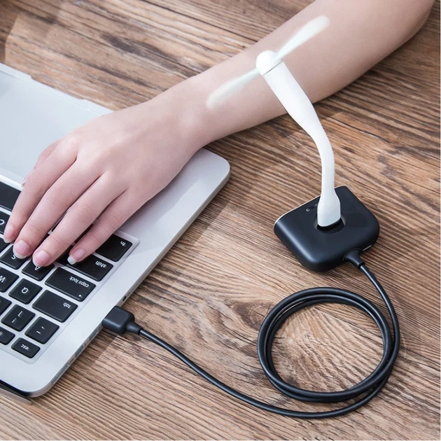 USB-хаб Baseus Square round 4-in-1 USB-C to x4USB-A 1m Black (CAHUB-AY01) - изображение 12