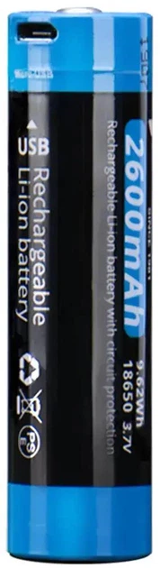 Аккумулятор Wuben 18650 ABE2600CR Type-C 2600mAh защита от перезаряда, перегрева и КЗ - изображение 3