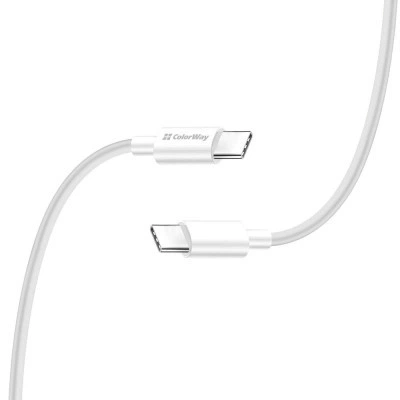 Дата кабель USB-C to USB-C 2.0m 3A 65W white ColorWay (CW-CBPDCC056-WT) - изображение 2