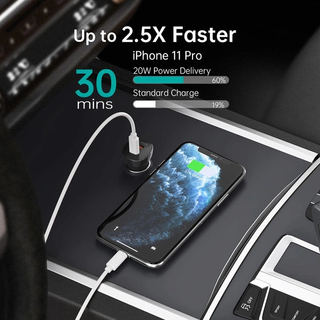Автомобільний зарядний пристрій Choetech ZapUp 2xUSB-C QC3.0/PD3.0 60W Fast Charging Black (TC0008-V3-BK) - зображення 3