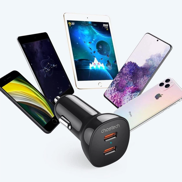 Автомобільний зарядний пристрій Choetech ZapUp 2xUSB-C QC3.0/PD3.0 60W Fast Charging Black (TC0008-V3-BK) - зображення 10