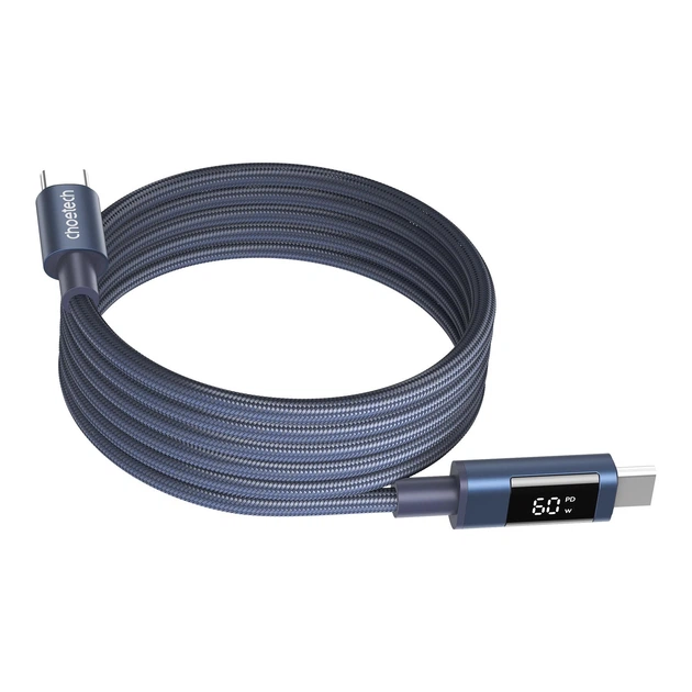 Кабель Choetech PowerSync Magnetic Digital Cable USB-C to USB-C PD 60W 1.2m Dark Blue (XCC-1067-BU) - зображення 3