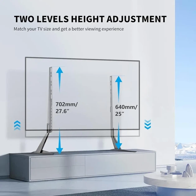 Підставка для телевізора настільна Suptek ML1760 біла 22–65″ VESA 75×75–800×400 мм до 50 кг - изображение 5