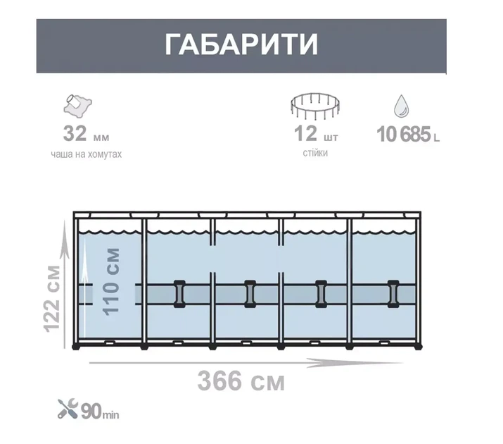 Каркасный бассейн Intex 26718-0,366 х 122 см (чаша, каркас) - изображение 10