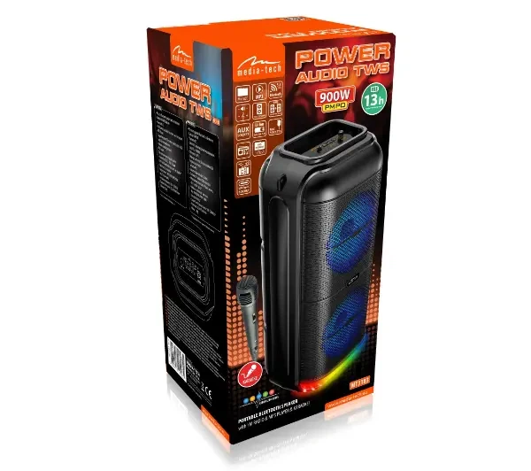 Bluetooth динамік Media-Tech BT POWER AUDIO MT3183 50W Радіо FM Мікрофон Караоке Чорний - зображення 4