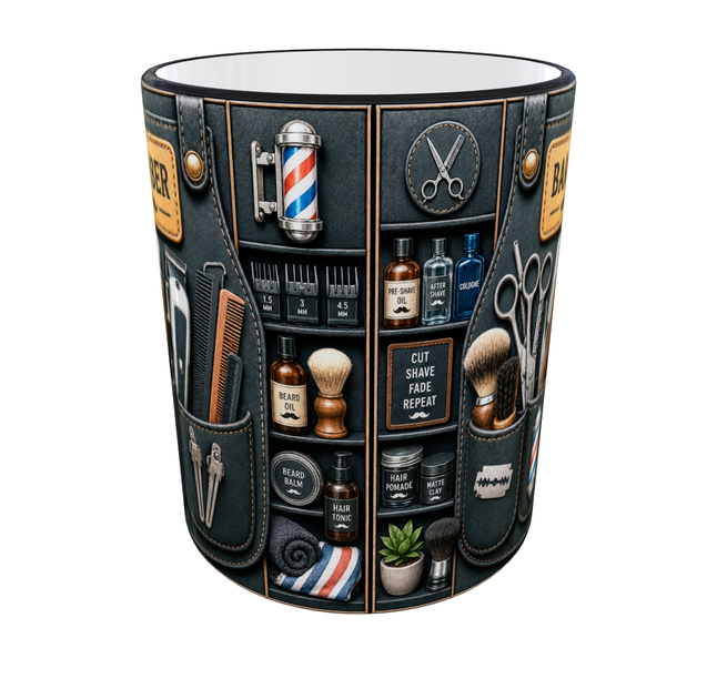 Кружка (чашка) с принтом Barber Organizer – Professional Organizer Collection | Подарок барберу, парикмахеру | Керамическая 330 мл(черная ручка) - изображение 2