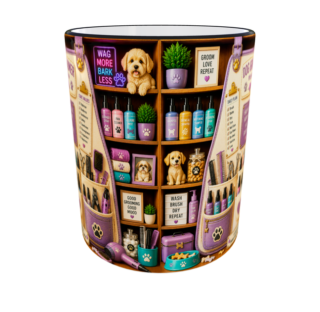 Кружка (чашка) з принтом "Dog Groomer Premium" із серії Professional Organizer Collection – подарунок грумеру, майстру з догляду за собаками | Керамічна 330 мл(чорна ручка) - зображення 2