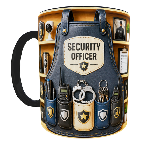 Кружка (чашка) з принтом "Security Officer" із серії Professional Organizer Collection – подарунок охоронцю, працівнику служби безпеки | Керамічна 330 мл(чорна ручка) - зображення 4
