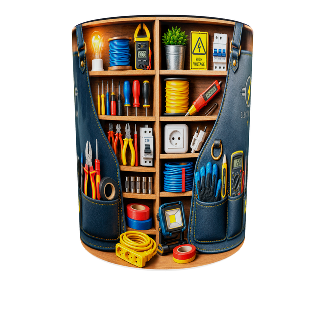Кружка (чашка) с принтом "Electrician" из серии Professional Organizer Collection – подарок электрику, электромонтажнику, электротехнику | Керамическая 330 мл(черная ручка) - изображение 5