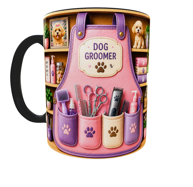 Кружка (чашка) з принтом "Dog Groomer" із серії Professional Organizer Collection – подарунок грумеру собак, майстру грумінгу | Керамічна 330 мл(чорна ручка) - зображення 6