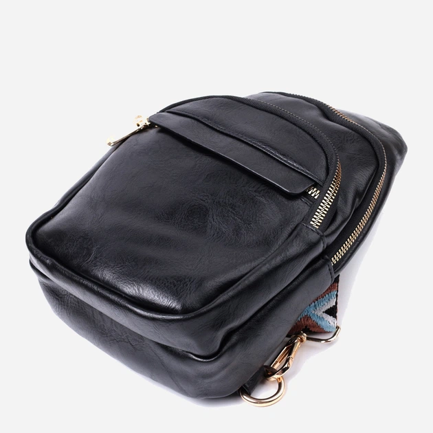 Сумка слинг через плечо женская Vintage leather-22770 Черная - изображение 4