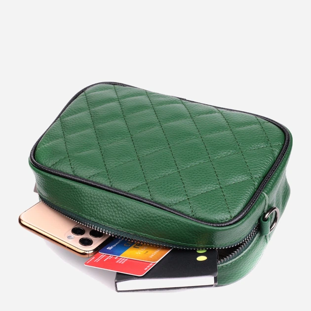 Сумка кросс боді через плече жіноча з натуральної шкіри Vintage leather-22857 Зелена - Фото 9 Сумка кросс боді через плече жіноча з натуральної шкіри Vintage leather-22857 Зелена - зображення 9