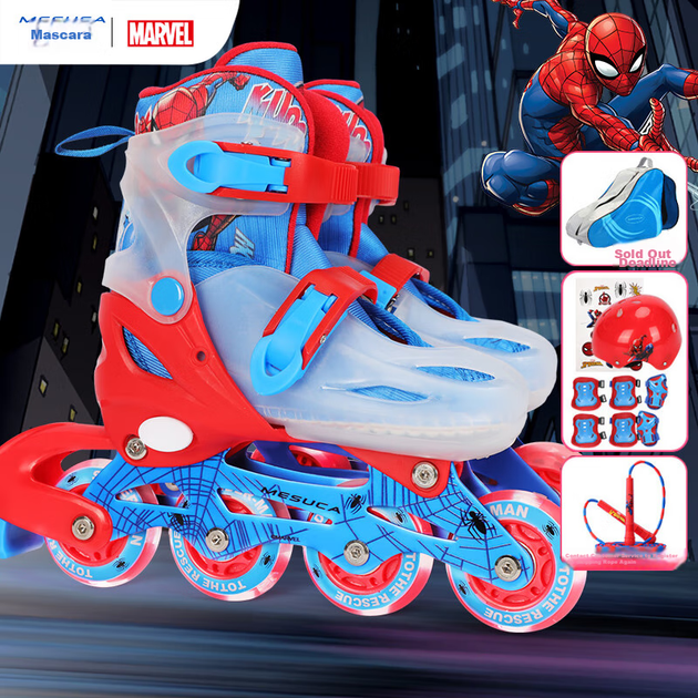 Роликові ковзани Disney Spider-Man для дітей, професійні роликові ковзани прямої лінії, регульовані ковзани All-Flash, подарунки - зображення 10