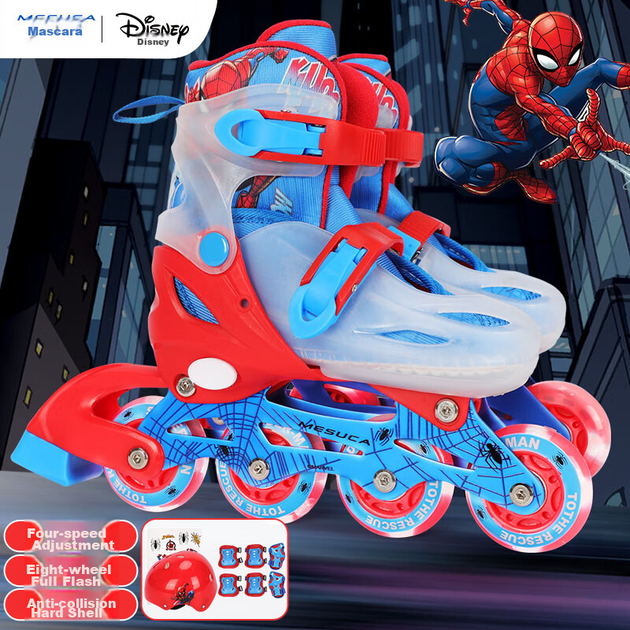 Роликові ковзани Disney Spider-Man для дітей, професійні роликові ковзани прямої лінії, регульовані ковзани All-Flash, подарунки - зображення 11