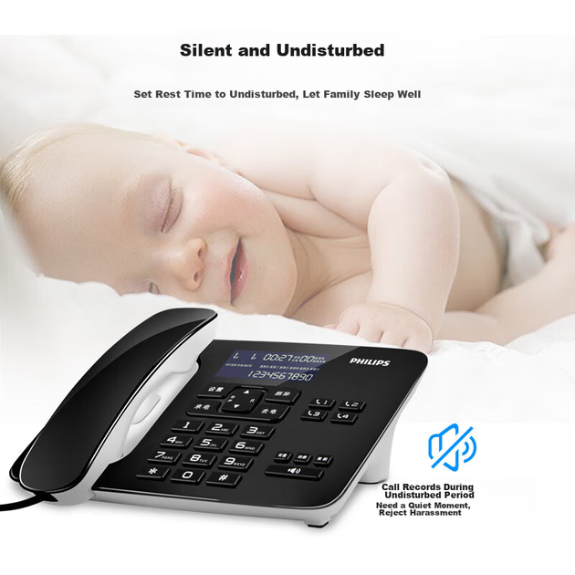 Телефон PHILIPS CORD492 стационарный проводной с АОН громкая связь, черный - изображение 10