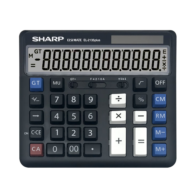 Калькулятор SHARP EL-2135 Plus Black Quick Financial Office, великий екран, подвійне живлення від сонячної батареї та батареї, офісне приладдя, оновлена версія 2135 Dual Power - Фото 4 Калькулятор SHARP EL-2135 Plus Black Quick Financial Office, великий екран, подвійне живлення від сонячної батареї та батареї, офісне приладдя, оновлена версія 2135 Dual Power - изображение 4
