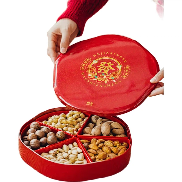 Коробка для конфет Shuke Good Things Happen с отделениями, поднос для сухофруктов, коробка для хранения орехов, подарок на китайский Новый год, закуски, новоселье. - изображение 2