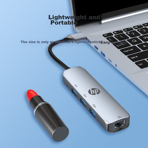 Універсальний адаптер USB 3.0-портового розширення HP Type-C для док-станції Gigabit Ethernet, конвертер-хаб USB 3.0 для Apple MacBook, Huawei, Lenovo, ноутбуків та смартфонів - зображення 9