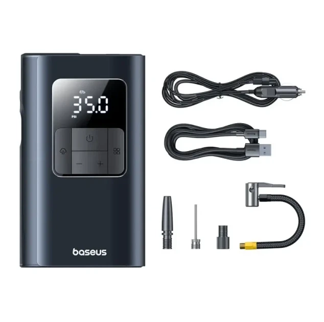 Автомобильный компрессор Baseus PrimeTrip VA1 2в1, беспроводной + 12V, аккумулятор 3800 mAh, автостоп, дисплей - изображение 3