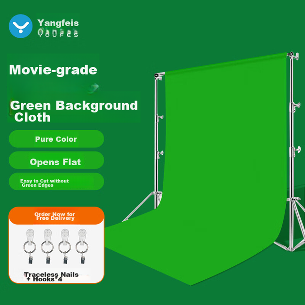 Профессиональный фон для прямых трансляций YOUFES YC8Pro с зеленым экраном и функцией хромакея, плотный, однотонный зеленый, для кино- и фотосъемки, портативный фон для видеосъемки и записи видео в TikTok, 3*4 метра. - изображение 4