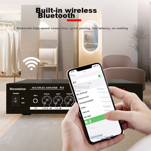 Комплект потолочных динамиков Newmine 6 дюймов, усилитель Bluetooth, система звукового оповещения для дома и гостиной, коммерческого конференц-зала, фоновой акустики для магазина, встраиваемый скрытый подвесной потолочный динамик, One-To - Фото 7 Комплект потолочных динамиков Newmine 6 дюймов, усилитель Bluetooth, система звукового оповещения для дома и гостиной, коммерческого конференц-зала, фоновой акустики для магазина, встраиваемый скрытый подвесной потолочный динамик, One-To - изображение 7
