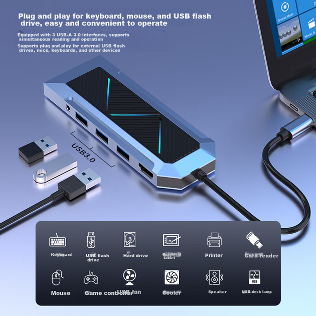 Док-станція GODO Type-C на HDMI, USB 3.0, Thunderbolt 4 - зображення 5